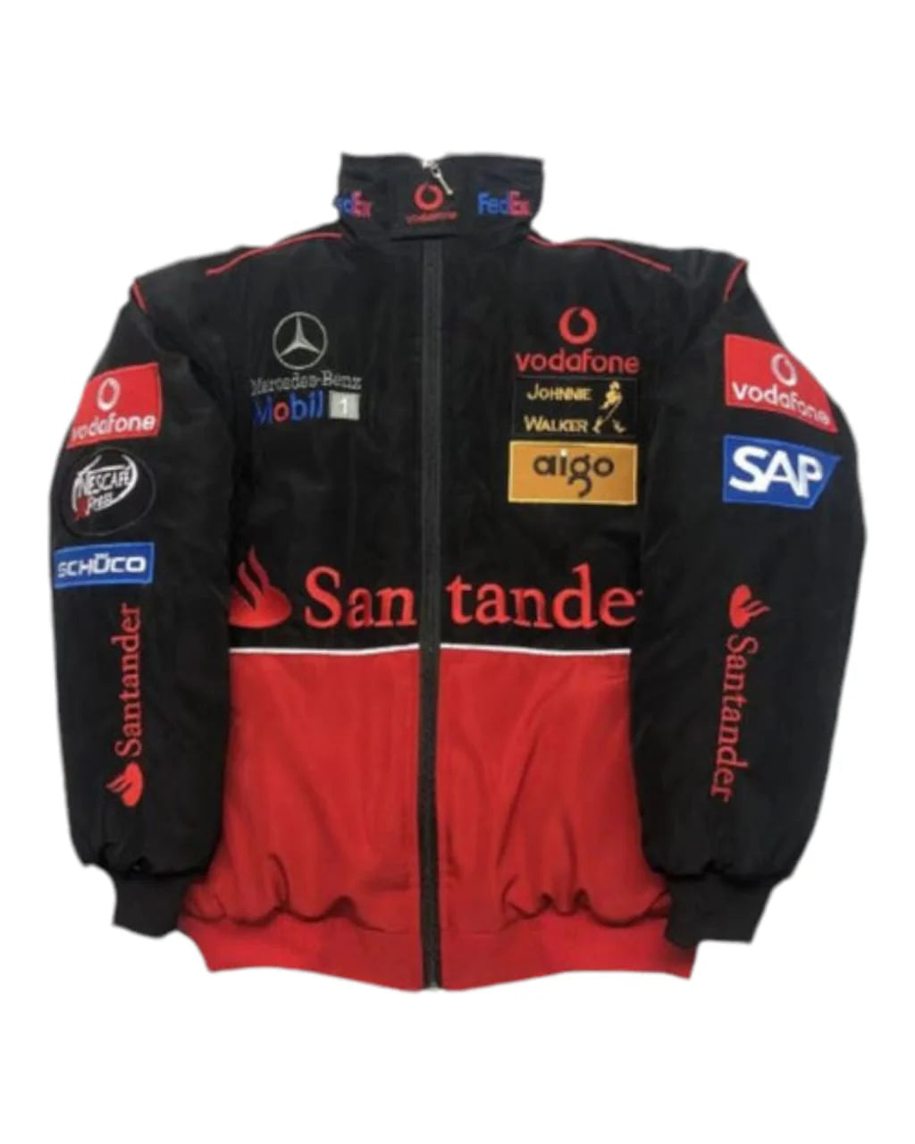 F1 Mercedes Santander Embroidry Vintage Jacket - Red Black