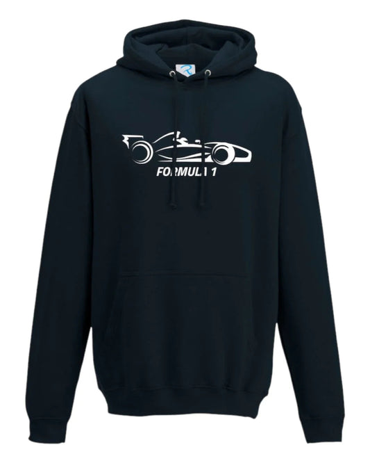 F1 Distressed Car Graphic fleece Navy blue Hoodie