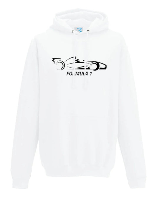F1 Distressed Car Graphic fleece white Hoodie