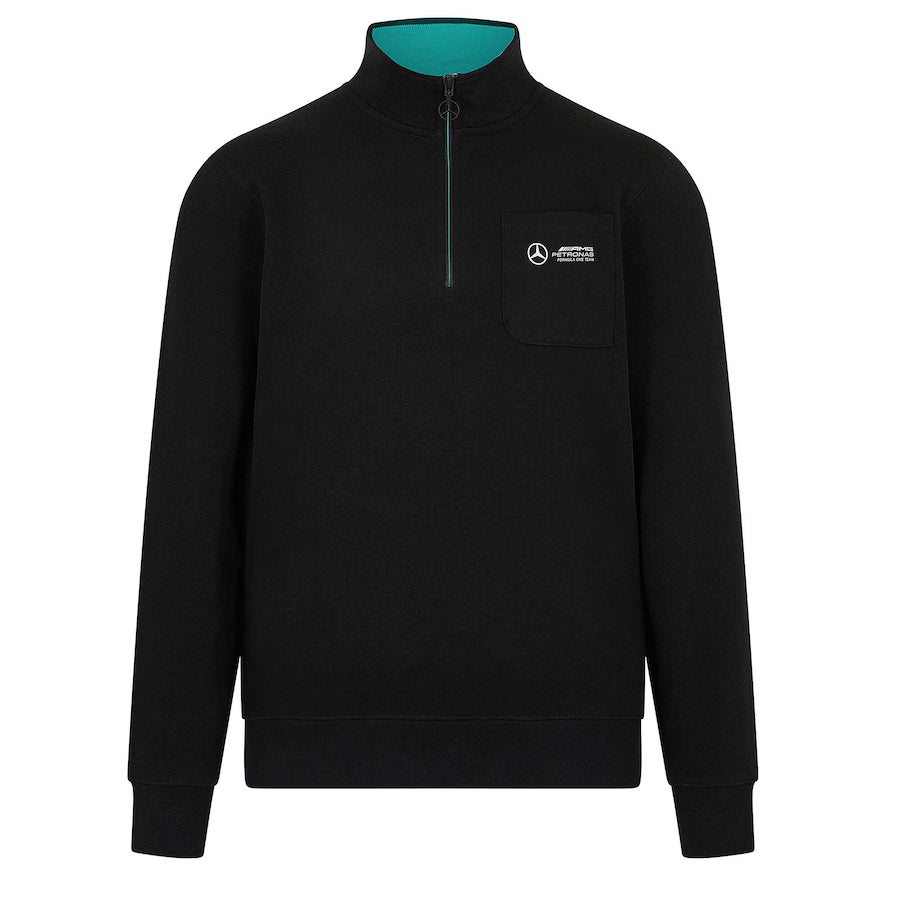 Men's Black Mercedes-AMG Petronas F1 Team 2024 Quarter-Zip Jacket