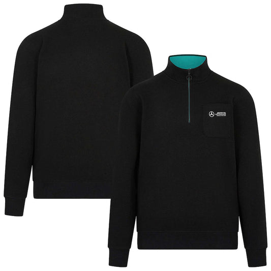 Men's Black Mercedes-AMG Petronas F1 Team 2024 Quarter-Zip Jacket