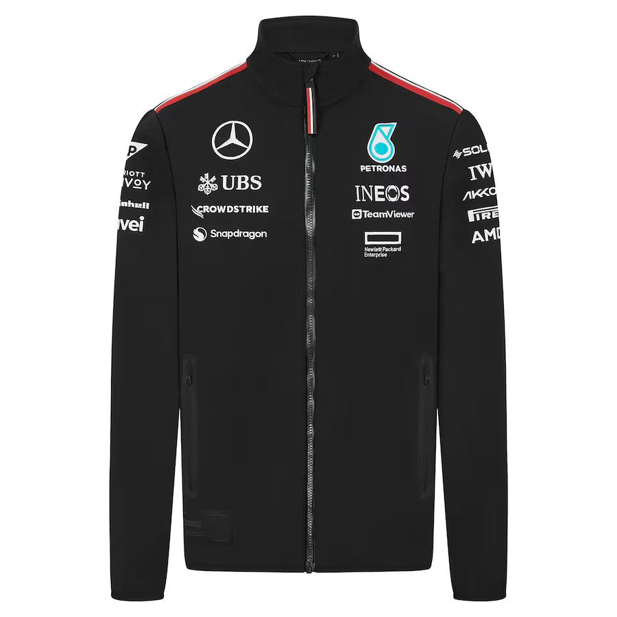 Men's Black Mercedes-AMG Petronas F1 Team 2024 Team Replica Softshell Full-Zip Jacket