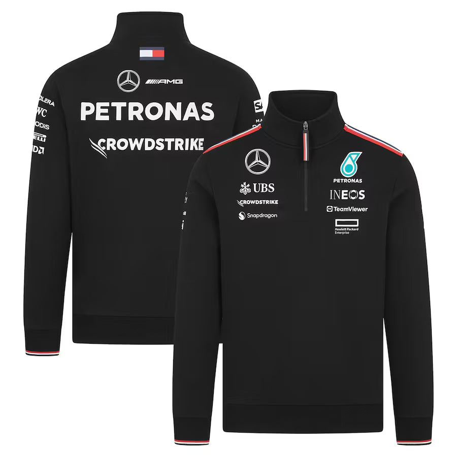 Men's Black Mercedes-AMG Petronas F1 Team Replica Team Quarter-Zip Sweatshirt
