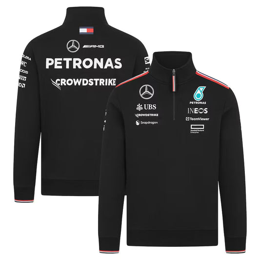 Men's Black Mercedes-AMG Petronas F1 Team Replica Team Quarter-Zip Sweatshirt