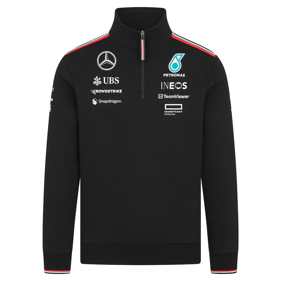 Men's Black Mercedes-AMG Petronas F1 Team Replica Team Quarter-Zip Sweatshirt