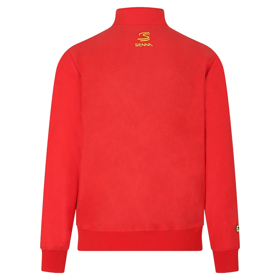 Men's Red Ayrton Senna Legacy Patchwork Bomber Full-Zip Jacket